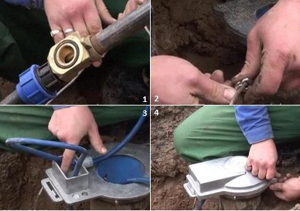 Монтаж на отговорната част на адаптера и сглобяване на оглавника Сглобяване на системата и свързване на помпата