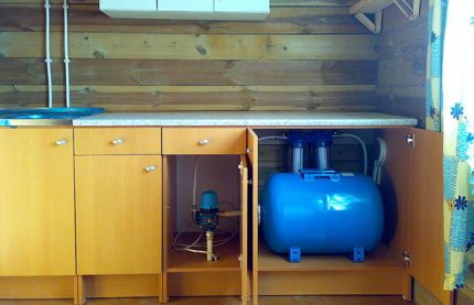 Системи за водоснабдяване от сондаж до къщата в детайли Разположение в шкаф