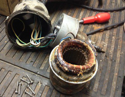 Durchgebrannte Wicklung der Pumpe