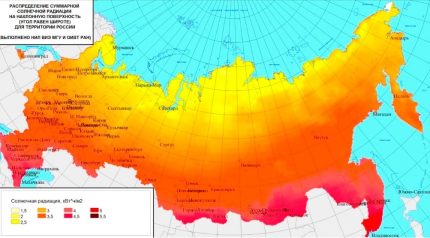 Карта на разпределението на слънчевата енергия Карта на интензивността на слънчевата радиация