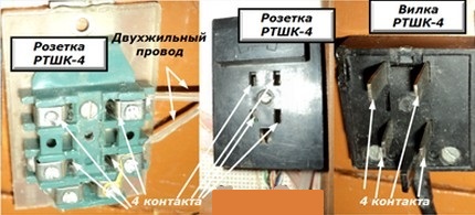 Свързването на телефонния апарат за създаване на стационарна връзка се осъществява чрез контакт, който идва в комплект с щепсел.