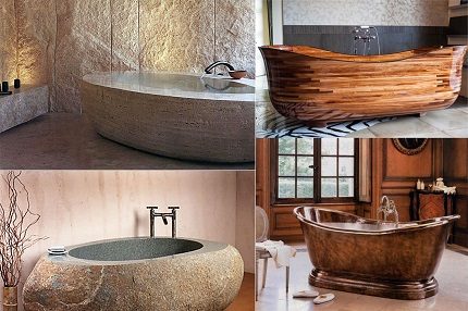 Каменна, медна и дървена вана