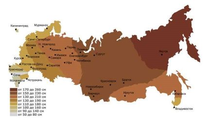 Карта на регионите по дълбочина на замръзване
