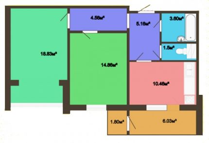 Schema der 2-Zimmer-Wohnung