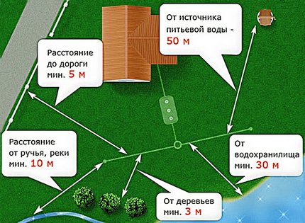 Схема на отдалечеността на пречиствателя според нормативите