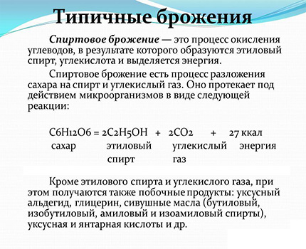 Формула на процеса на алкохолна ферментация