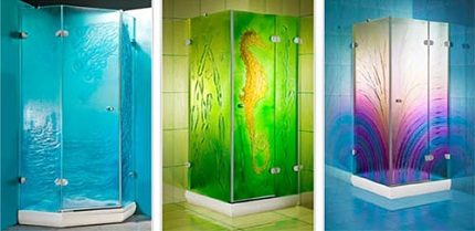 Configurația cabinei de duș fără cadă din sticlă colorată Cabină de duș din sticlă colorată