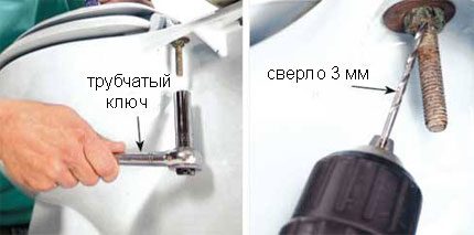 Демонтаж на закипели болтове на тоалетната
