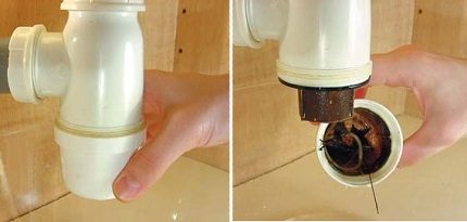 Verstopfung im Siphon des Waschbeckens