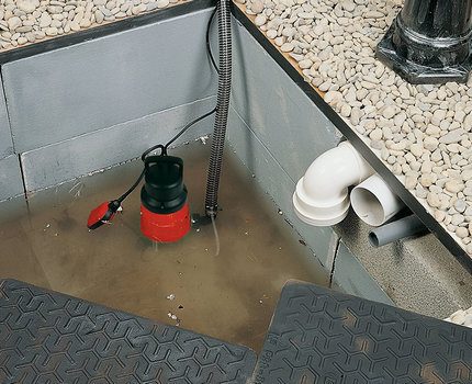Pumpe mit Schwimmerschalter in Betrieb