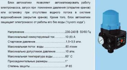 Блок за автоматика от компания Джилекс Характеристики на автоматиката на Джилекс