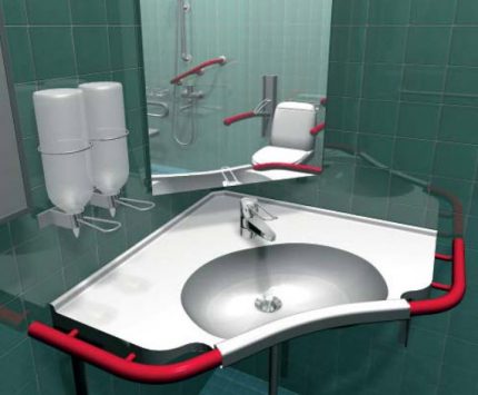 Eckwaschbecken aus Metall