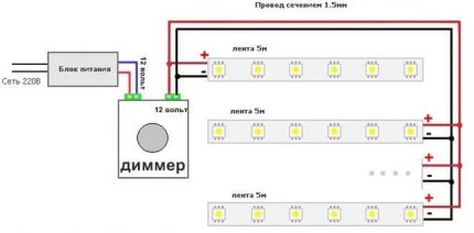 Схема на свързване на светодиодни лампи