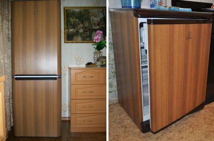 Хладилници с оформление под дърво