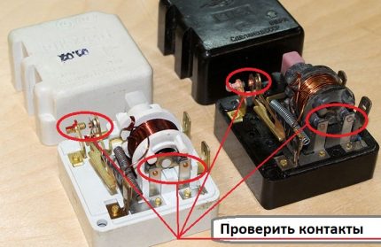 Контакти на пусково-защитно реле Контакти на пусково-защитно реле