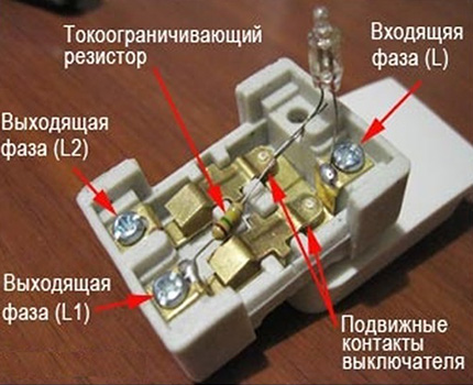 Схема на устройството на светодиодния превключвател