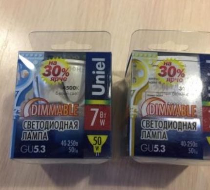 Маркировка на опаковката на светодиодни крушки Димируеми лампи