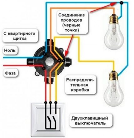 Свързване на двуключов превключвател