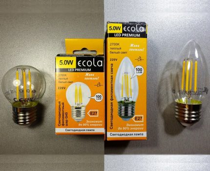 Filamentlampen von Ecola