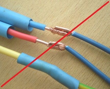 Die Verbindung der Drähte sollte korrekt ausgeführt werden Mangelhafter Kontakt