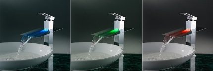 Подсветка на водата в смесителя