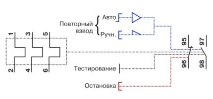 Означение на елементите на релето на схемата
