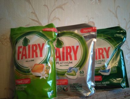 Verpackungen der Fairy Kapseln