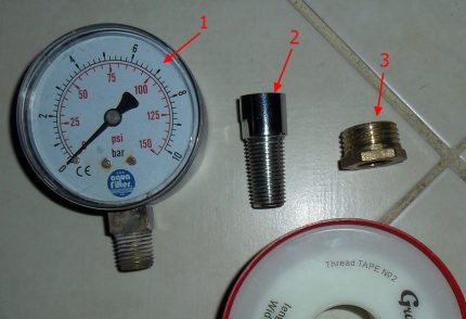 Bestandteile eines tragbaren Manometers