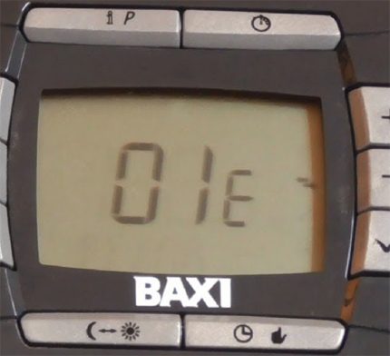 Грешка Е01 показва проблем в системата за запалване Код за грешка Baxi 01E