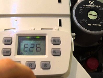 Грешка Е26 на дисплея на котела Бакси Код на грешка Baxi 26e