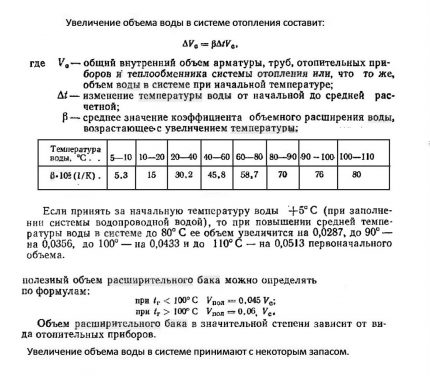 Формули за изчисляване на обема на резервоара