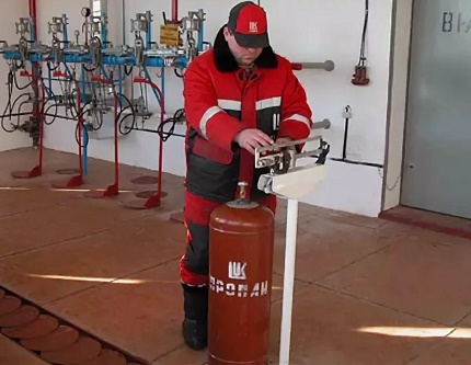 Претегляне на бутилката с газ след зареждане