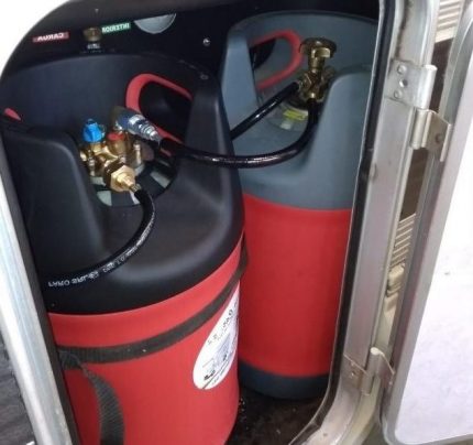 Монтиране на газови бутилки извън кемпера Разположение на бутилките
