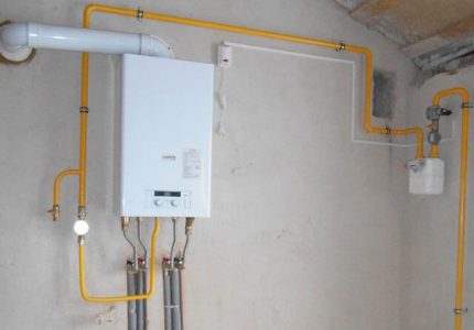 Пример за свързване на газов котел към комуникациите