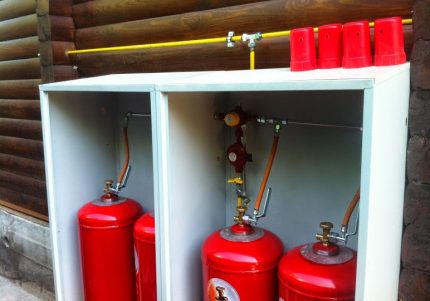 Газови балони в метален шкаф Газови балони в метален шкаф