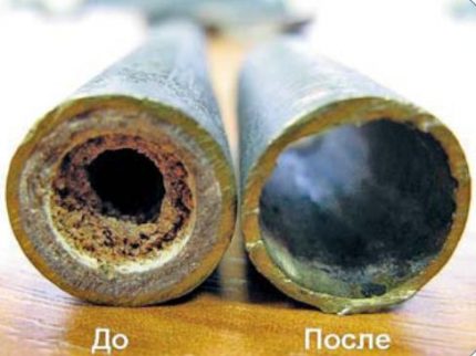 Тръби преди и след химическо почистване