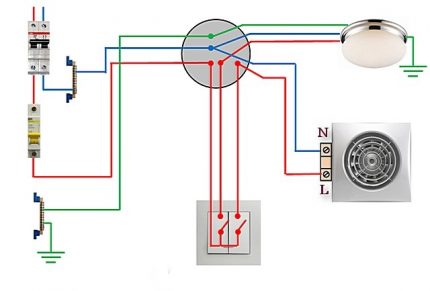 Schaltplan für einen 2-Tasten-Schalter an einen Ventilator